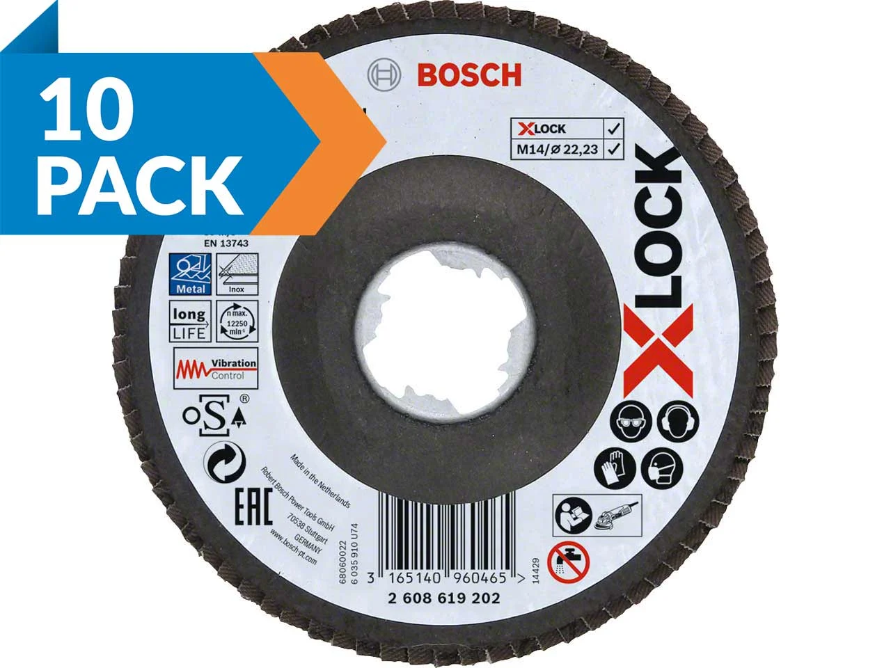 Bosch Accessories 2608621765 Disque Abrasif À Lamelles X-lock, Métal,  Coudé, G 80, X571, 115 Mm, K80 Ø 115 Mm 1