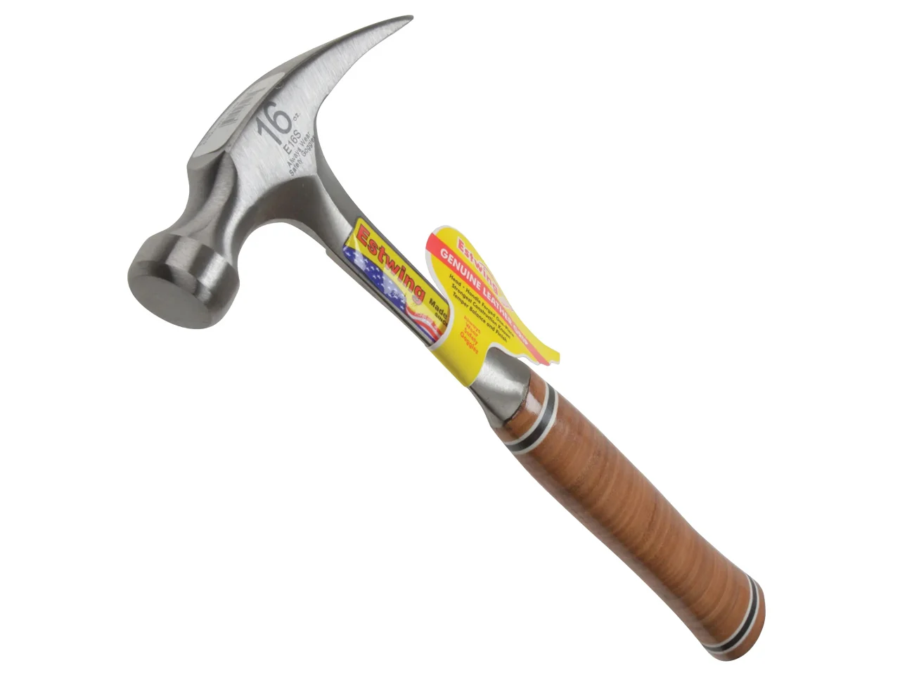 Estwing Hammer - 16 oz Straight Rip Claw with Smooth Face & Genuine Leather  Grip - E16S 