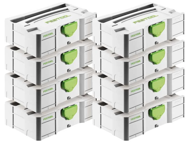 Festool SYS-MINI TL8 Pack of 8 Mini SYSTAINER T-LOC Storage Cases