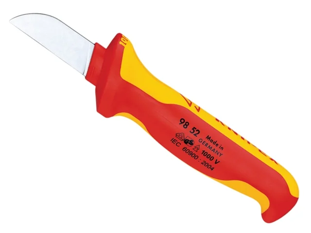 KNIPEX KNIPEX 98 52 Couteau d'électricien pour câbles poignée isolante  bi-matière, certifiée VDE 190 mm