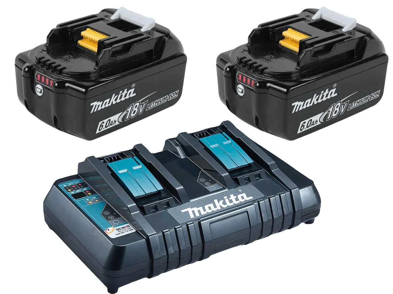 Pack Energie 4 batteries 18 V 6 Ah BL1860B + chargeur double