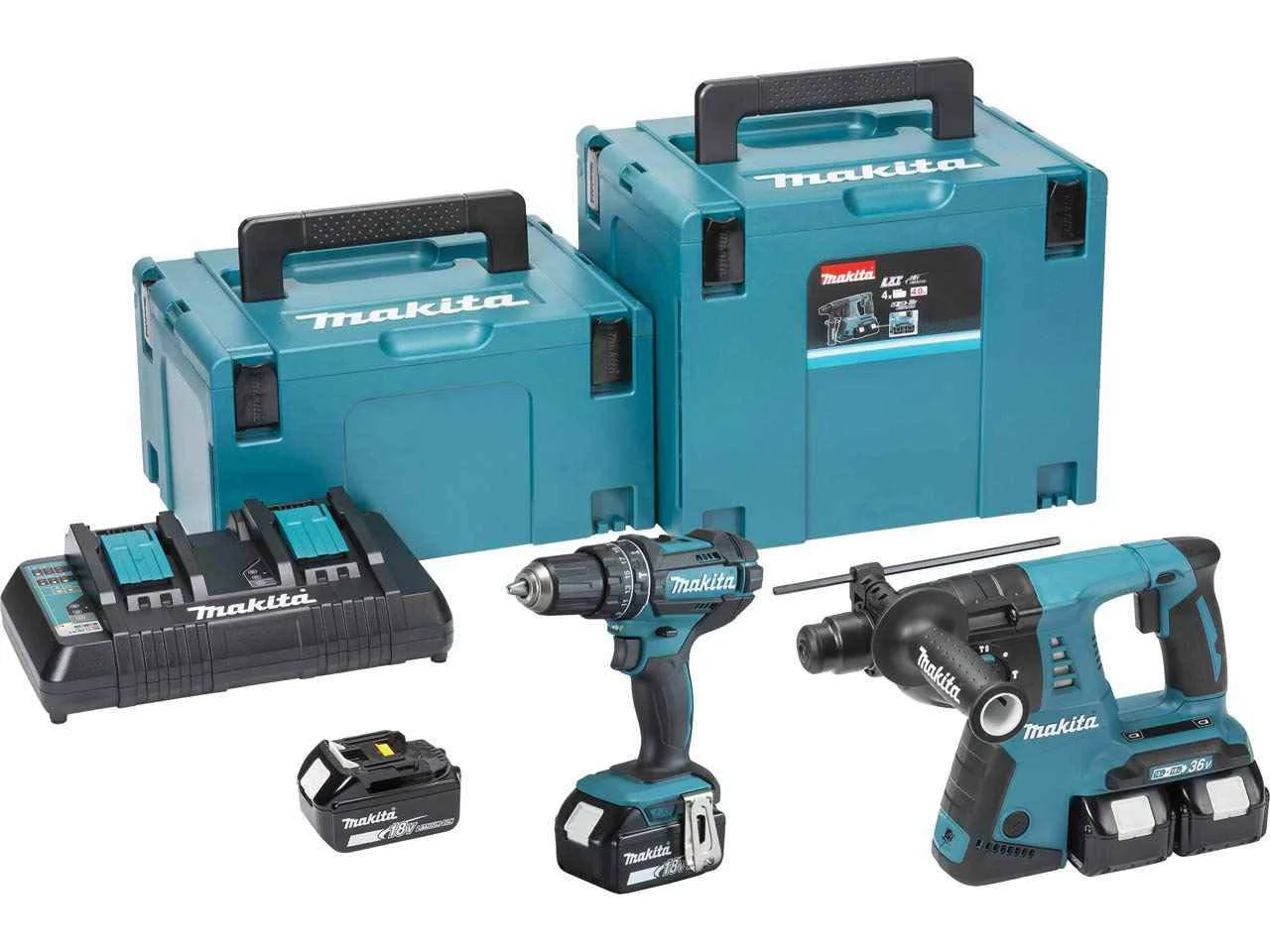 4x BL1850B + DC18RD + MAKPAC MAKITA 