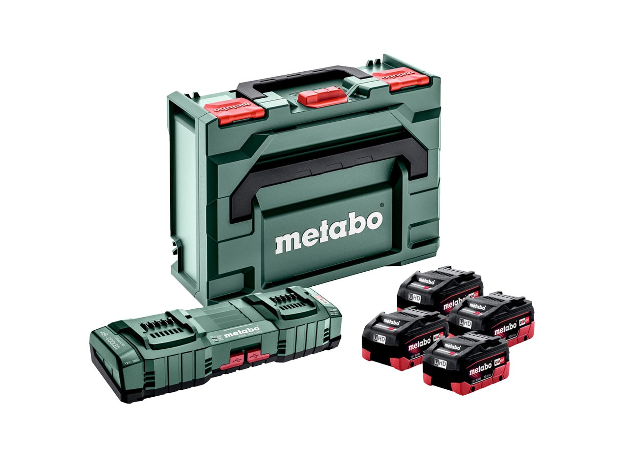 Metabo 18LIHD100x4 18V 4x10Ah LiHD ASC145 DUO Charger Meta BOX Set