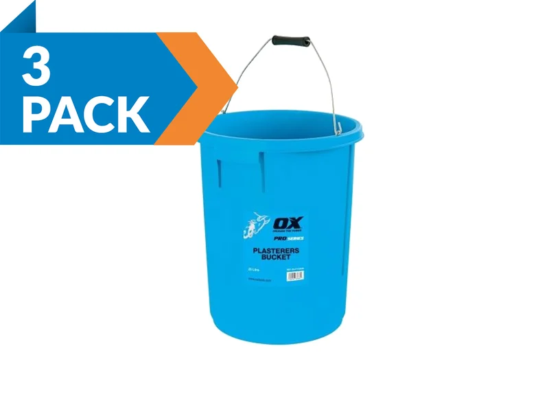 5 Gallon Plastic Bucket Blue 3 Pack