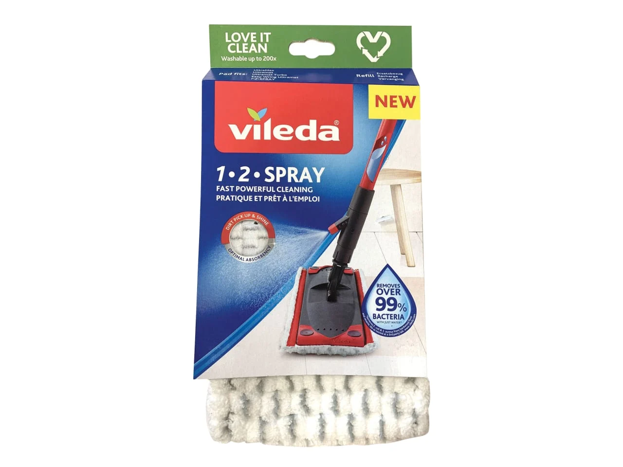 Vileda easywring refill/recharge mop head removes and absorbs tough dirt new