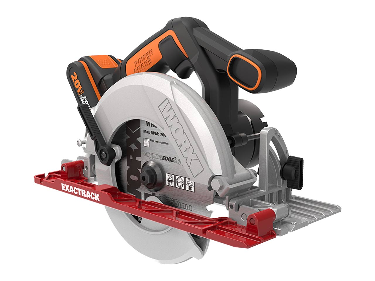 Worx WX530 20V 1x2.0Ah 165mm Exactrack Cordless Circular Saw